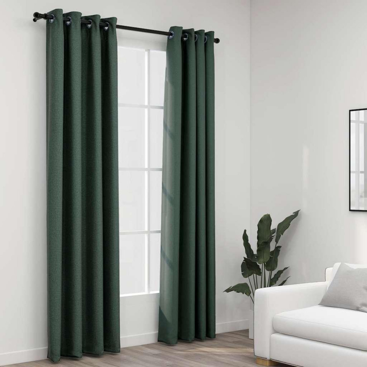 VIDAXL Rideaux occultants Aspect lin avec œillets 2 pcs Vert 140x225cm