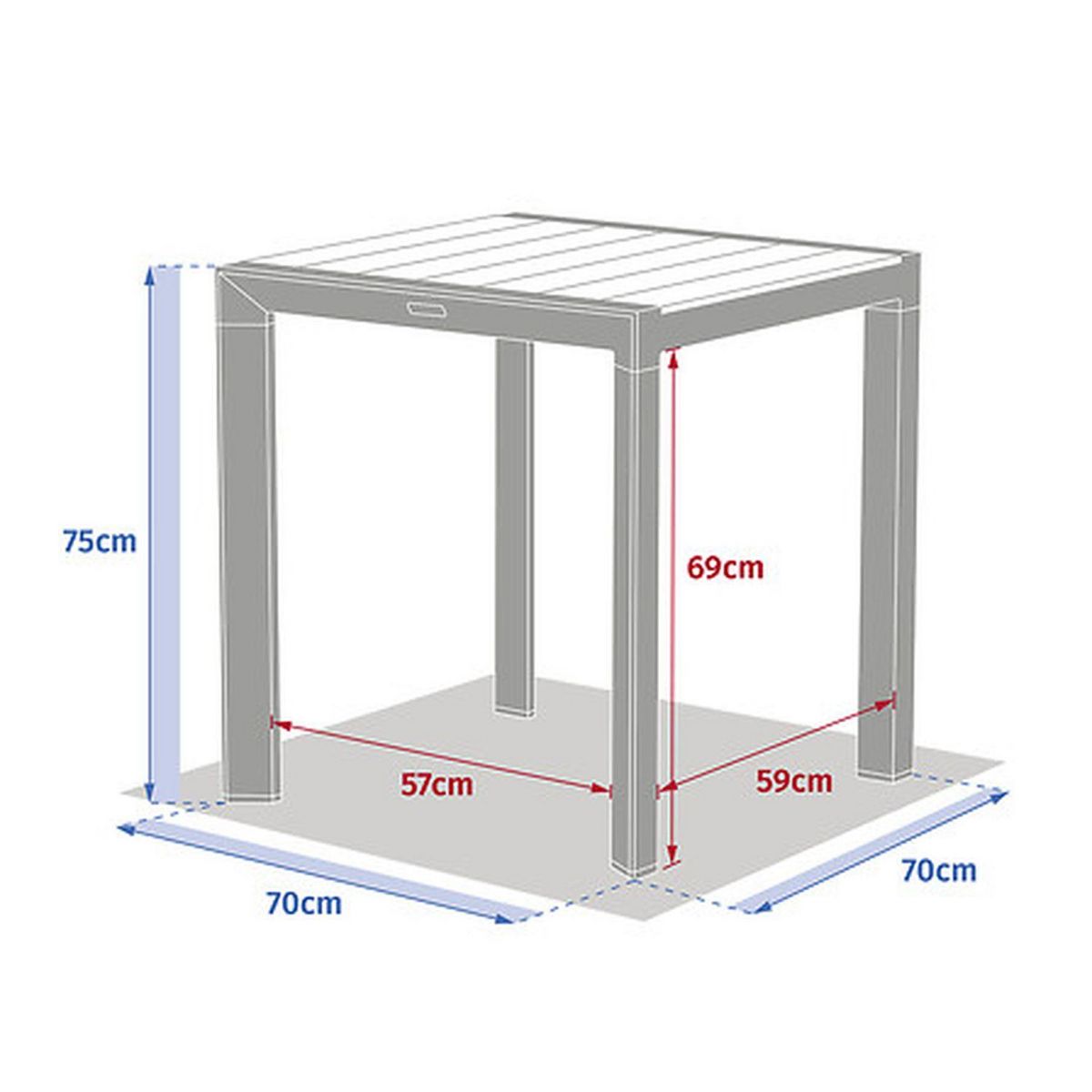 HESPERIDE Table de jardin fixe en aluminium effet bois 2 places EVASION