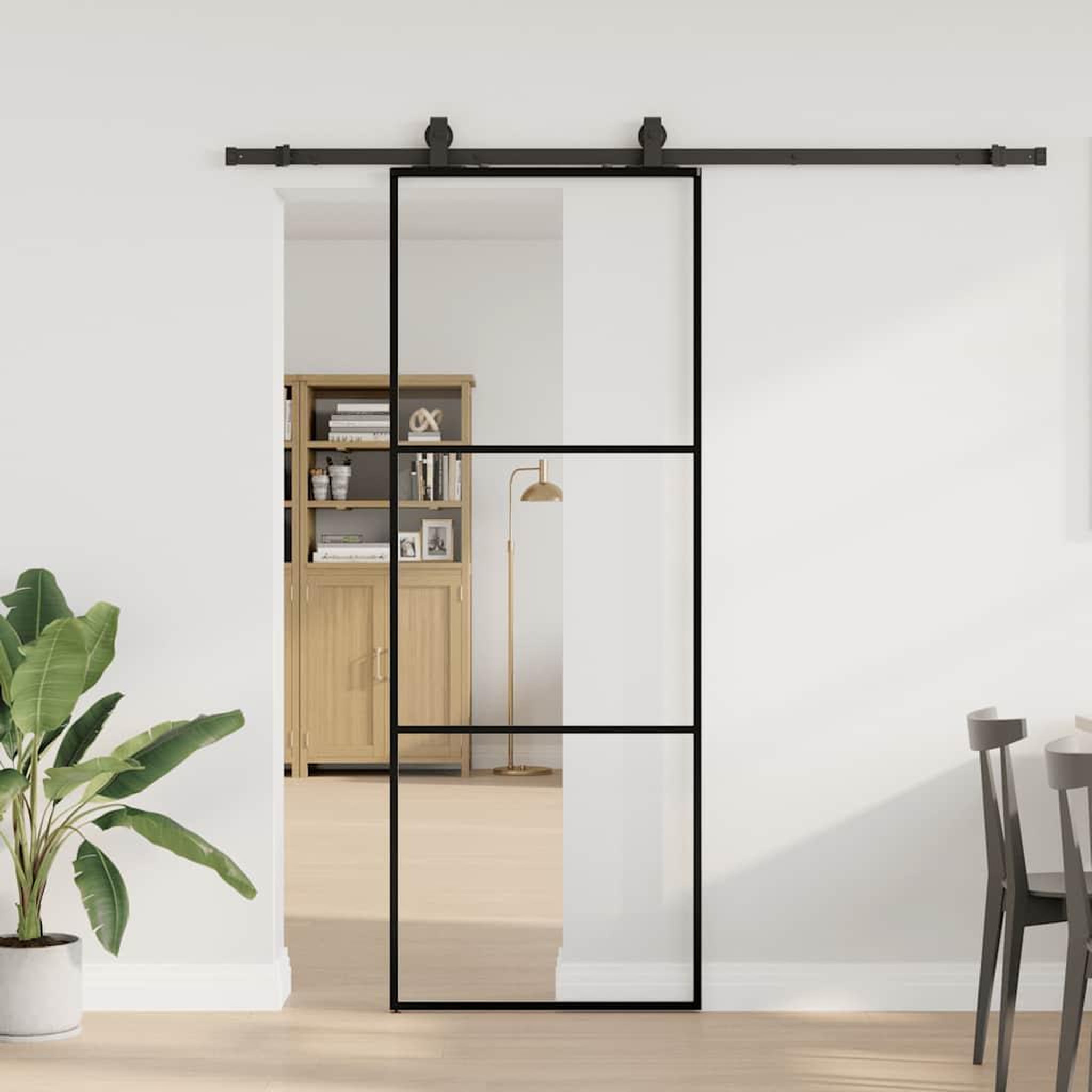 VIDAXL Porte coulissante kit de quincaillerie noir 76x205 cm verre ESG