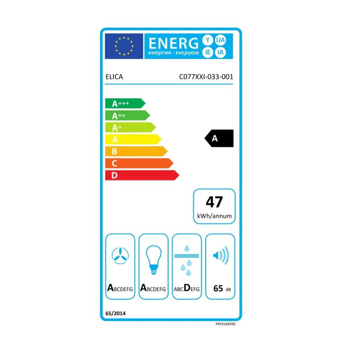 ELICA Hotte décorative inclinée 60cm 495m3/h blanc - PRF0166930