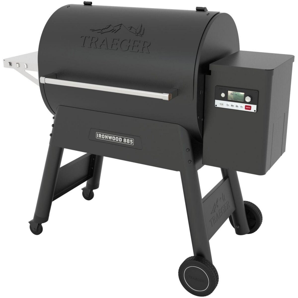 TRAEGER Barbecue pellet IRONWOOD 885 noir sur chariot, grille haute 76x26.5 cm, grille basse 76x48 cm