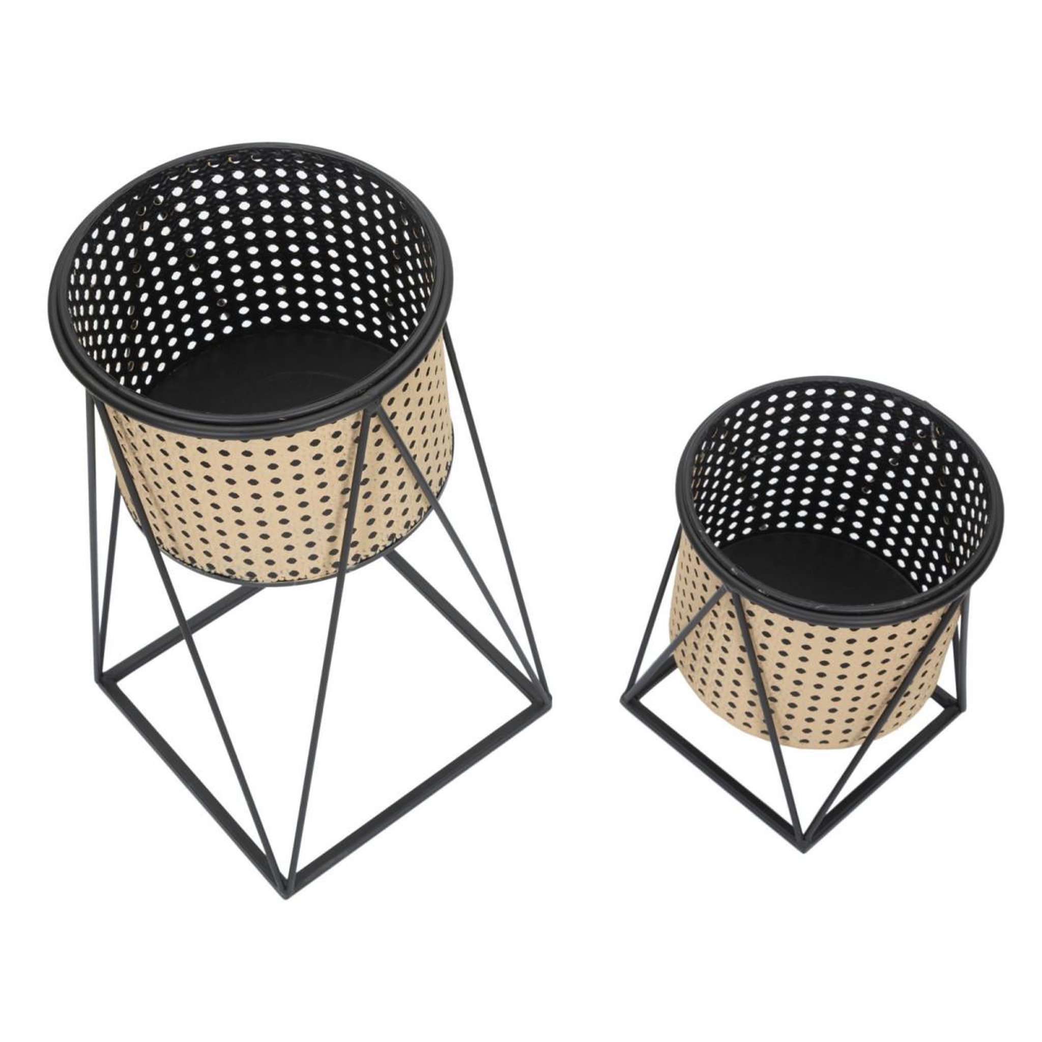 Voir la diapositive 2 : Paris Prix Lot de 2 cache-pots sur pied  osaka  40cm noir & naturel