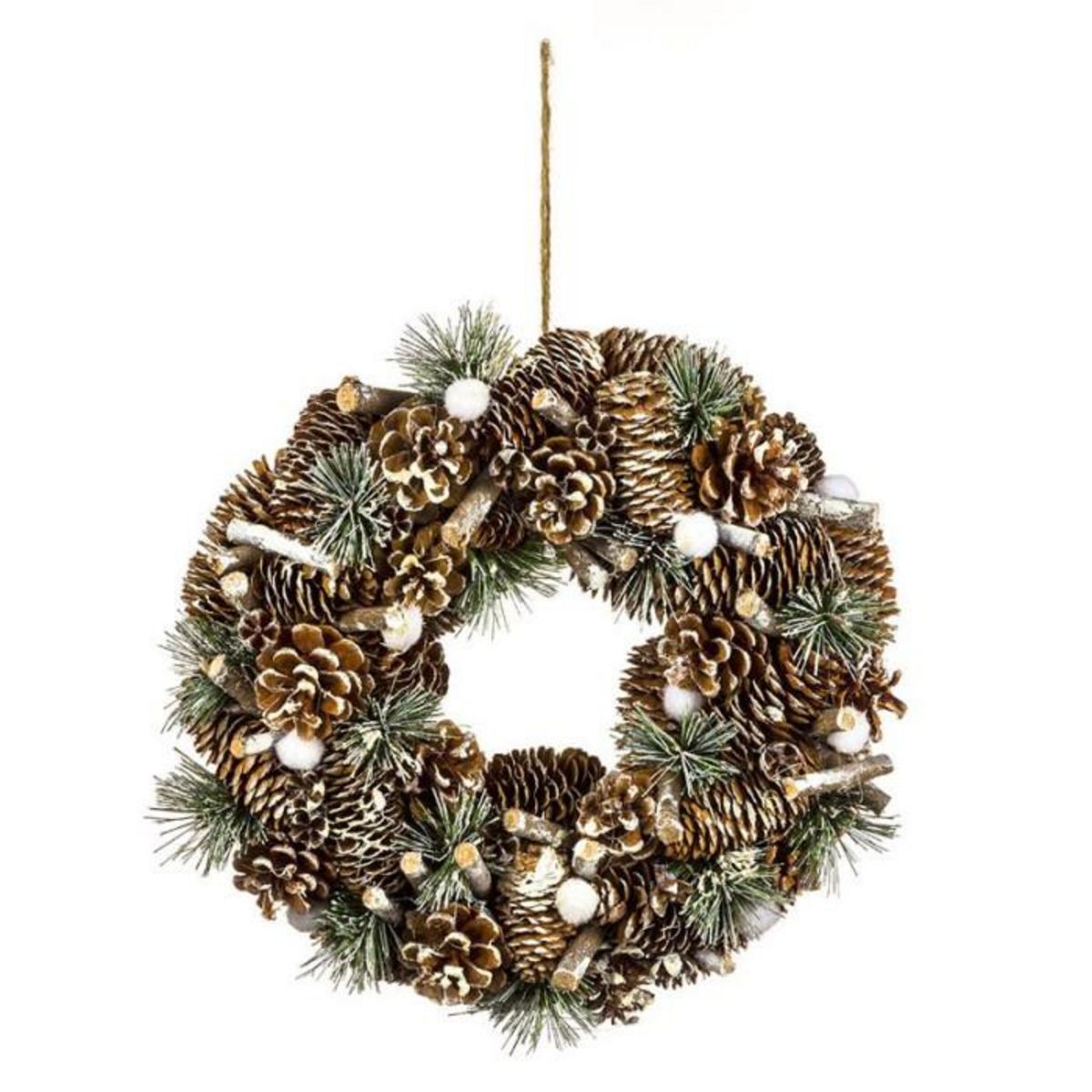 FEERIC LIGHT & CHRISTMAS Couronne de Noël  Bois  34cm Vert & Naturel