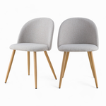 MAISON PAVANE Lot de 2 chaises en tissu taupe chiné clair et pieds en métal-Cozy