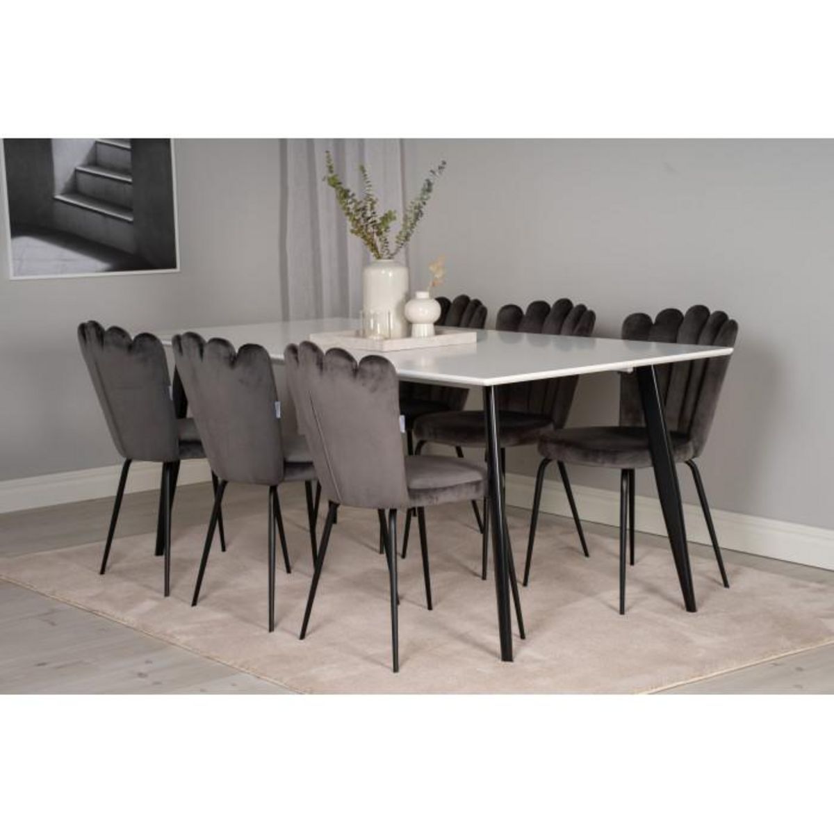 Paris Prix Table à Manger  Polar  180cm Blanc & Noir