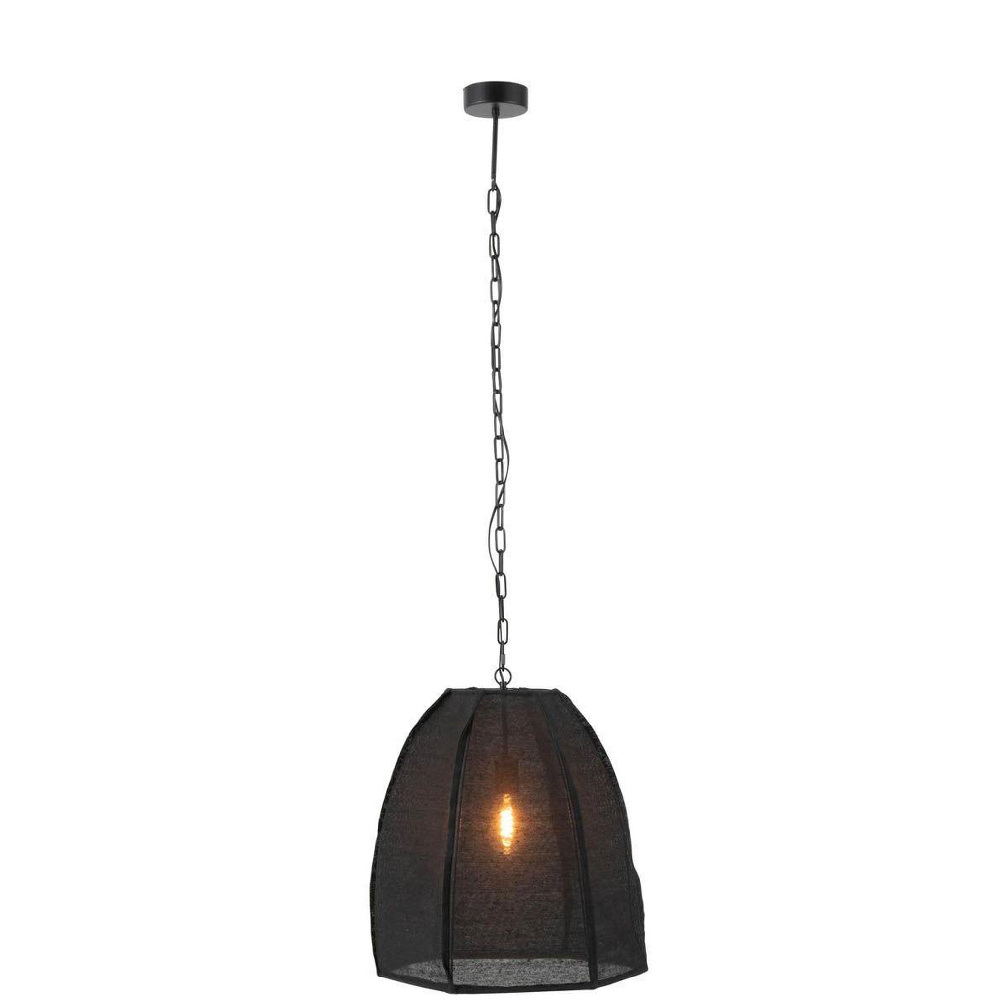 Voir la diapositive 2 : J-LINE Lampe suspension en lin  poire  161cm noir