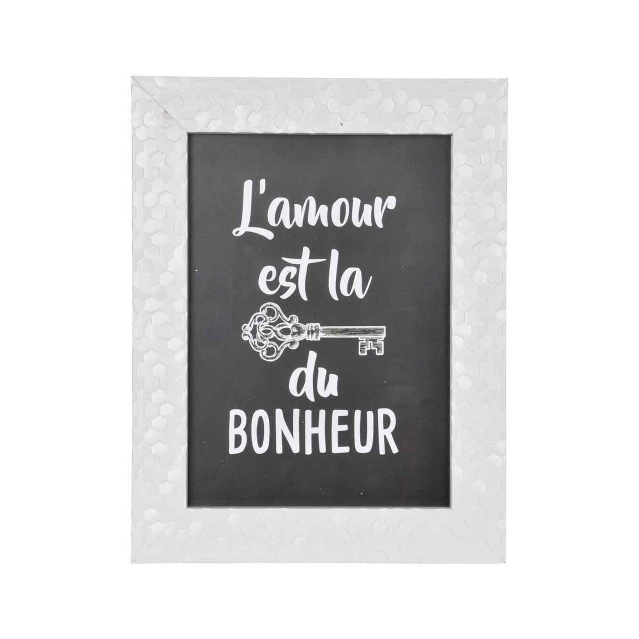 Voir la diapositive 2 : HOMEA Cadre photo déco  martelé  18x24cm blanc