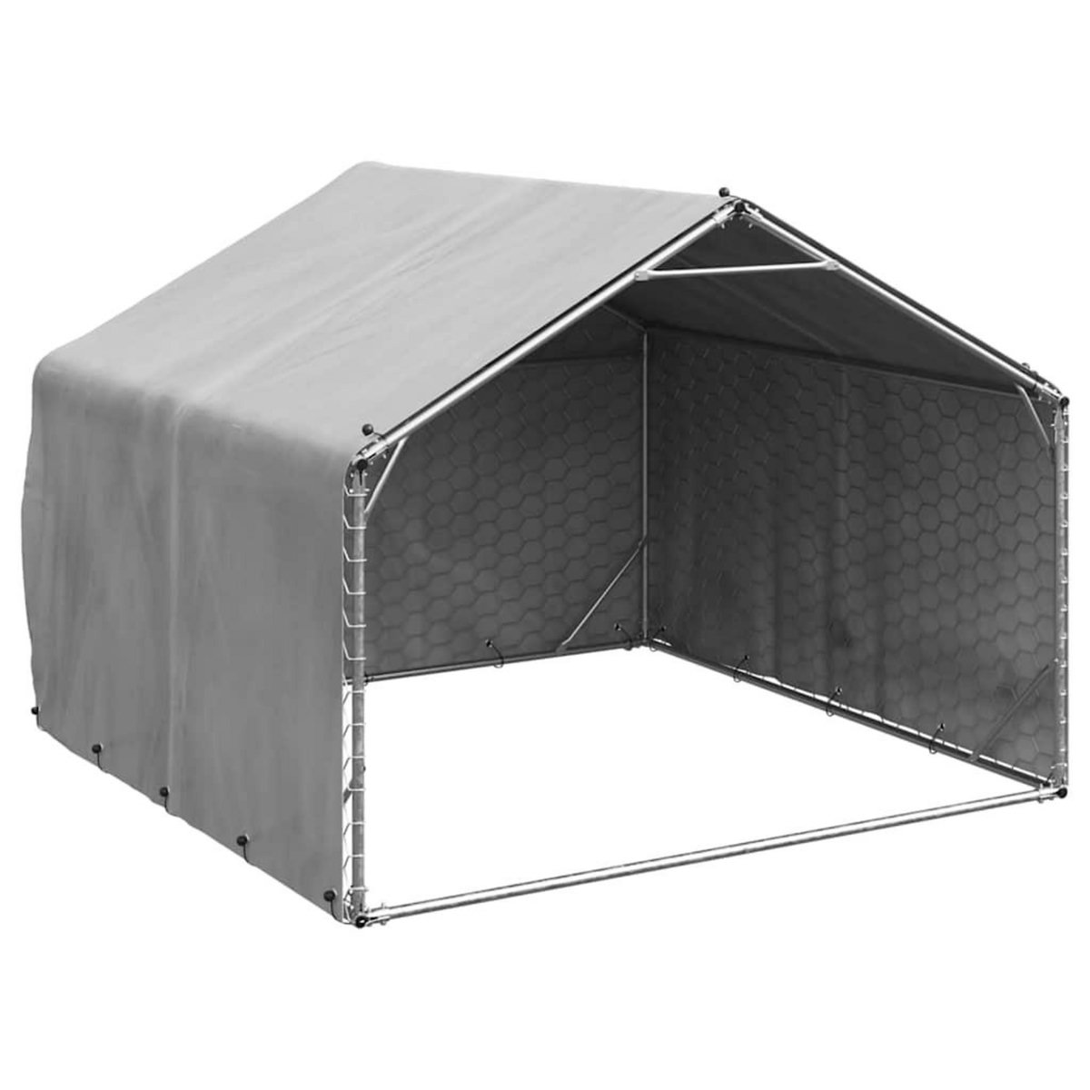 VIDAXL Chenil d'exterieur pour chiens housse 2x2x1,5 m acier galvanise