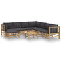 Voir la diapositive 2 : VIDAXL Salon de jardin 9 pcs avec coussins gris fonce bambou