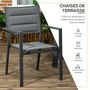 Voir la diapositive 6 : OUTSUNNY Ensemble de jardin 6 personnes chaises empilables table extensible 150/210L cm alu. teslin gris
