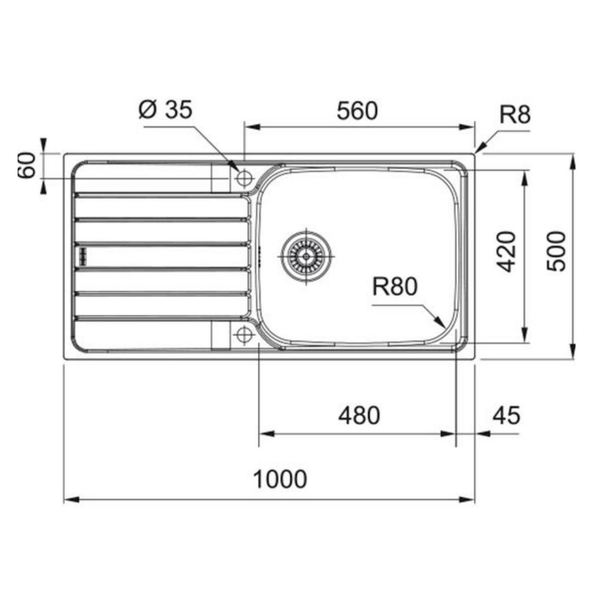 franke Evier à encastrer sous plan 60cm acier - 386745