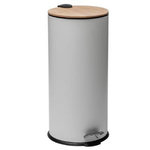 FIVE Poubelle en Métal & Bambou  Natureo  30L Blanc