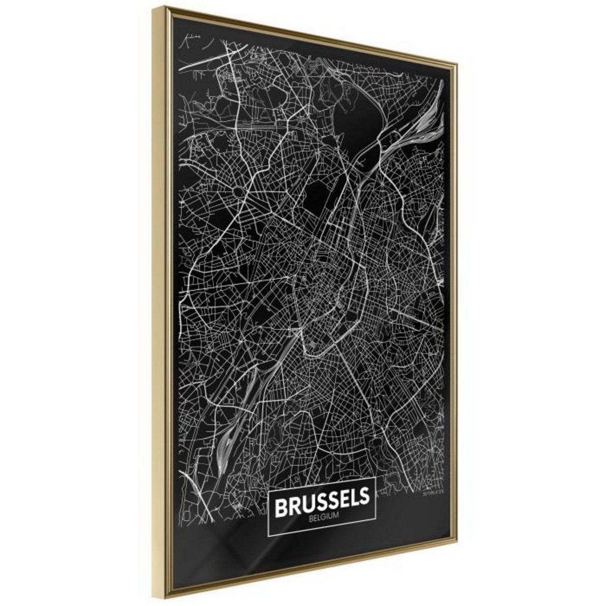 Paris Prix Affiche Murale Encadrée  City Map Brussels Dark