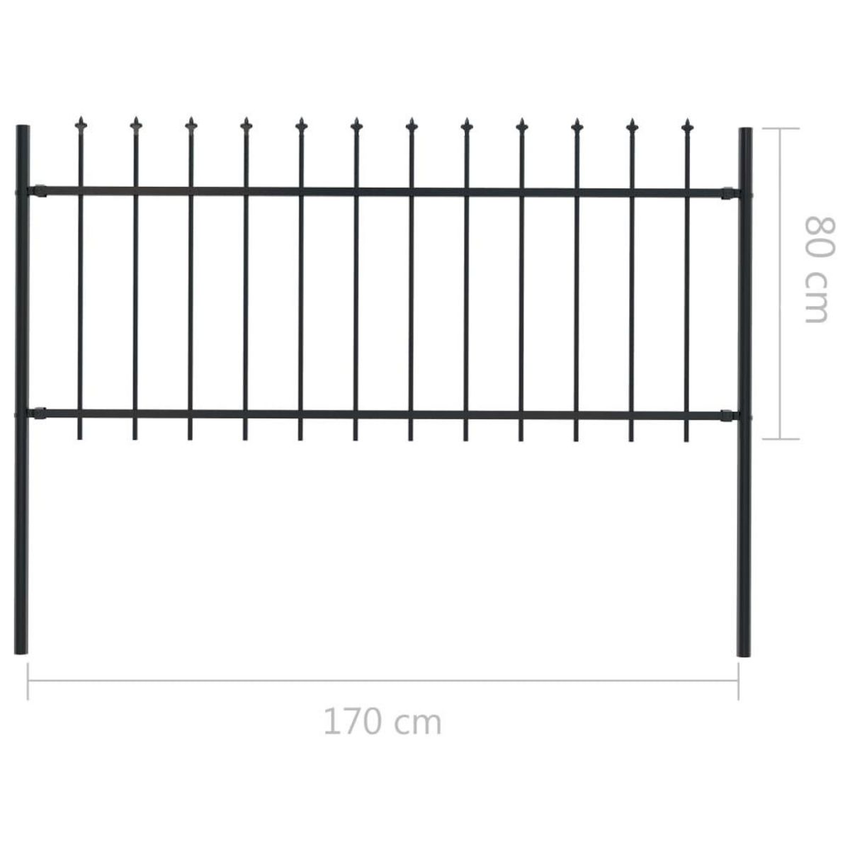 VIDAXL Cloture de jardin avec dessus en lance Acier 1,7 x 0,8 m Noir