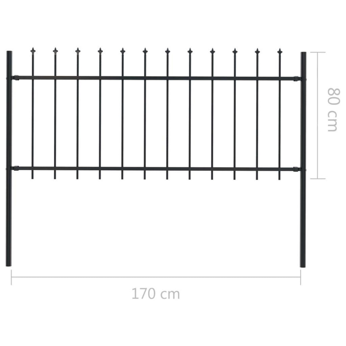 VIDAXL Cloture de jardin avec dessus en lance Acier 1,7 x 0,8 m Noir