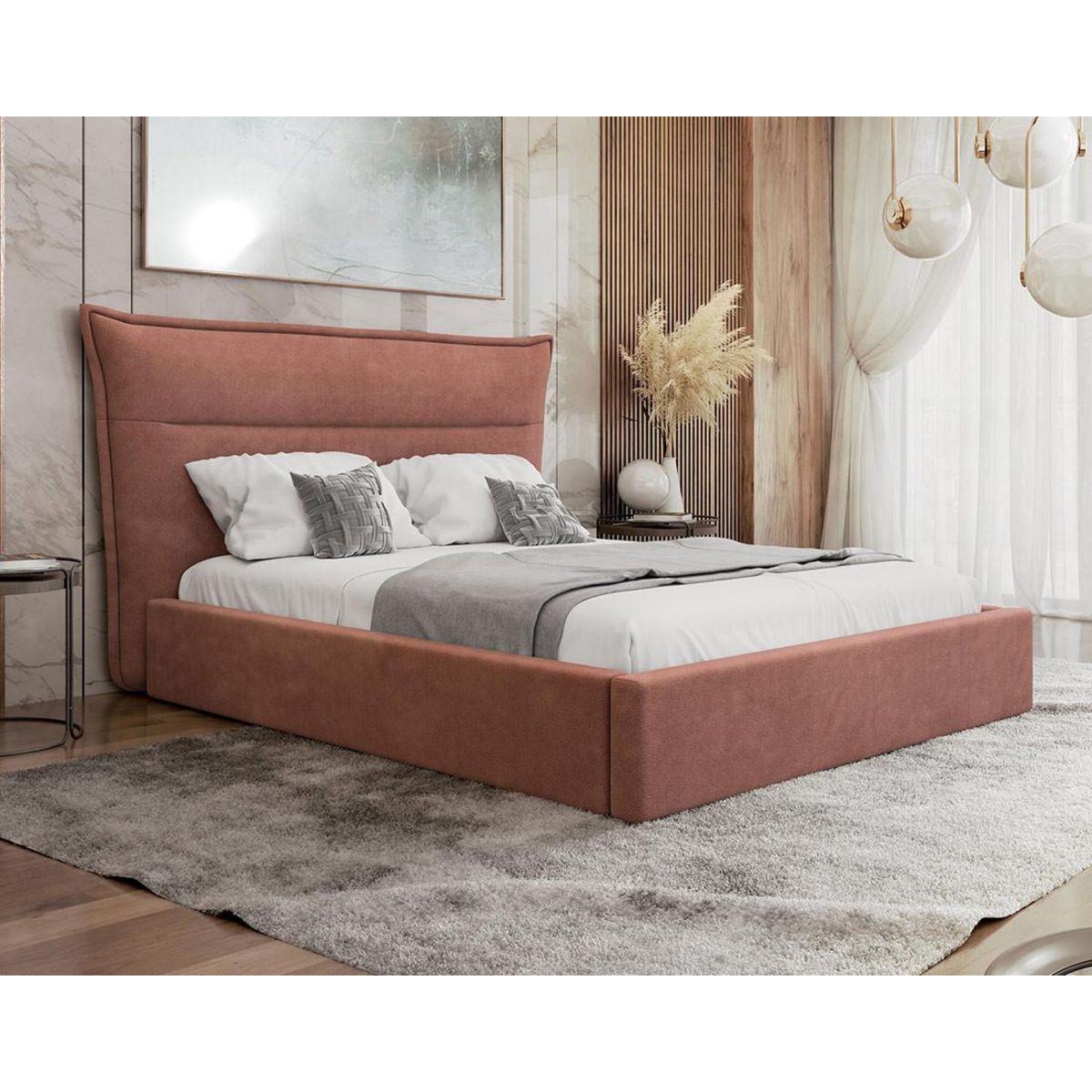 BEST MOBILIER Emy - lit coffre - 180x200 cm - en velours - sommier inclus