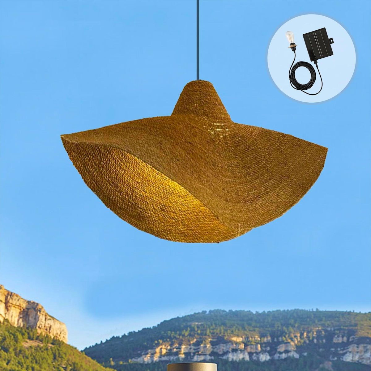 Lumisky Suspension d'extérieur nomade solaire KLEIA Beige Herbe marine H32cm