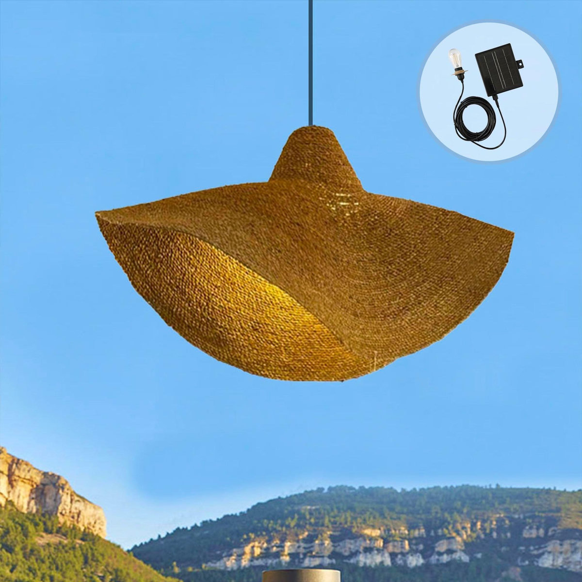 Lumisky Suspension d'extérieur nomade solaire KLEIA Beige Herbe marine H32cm