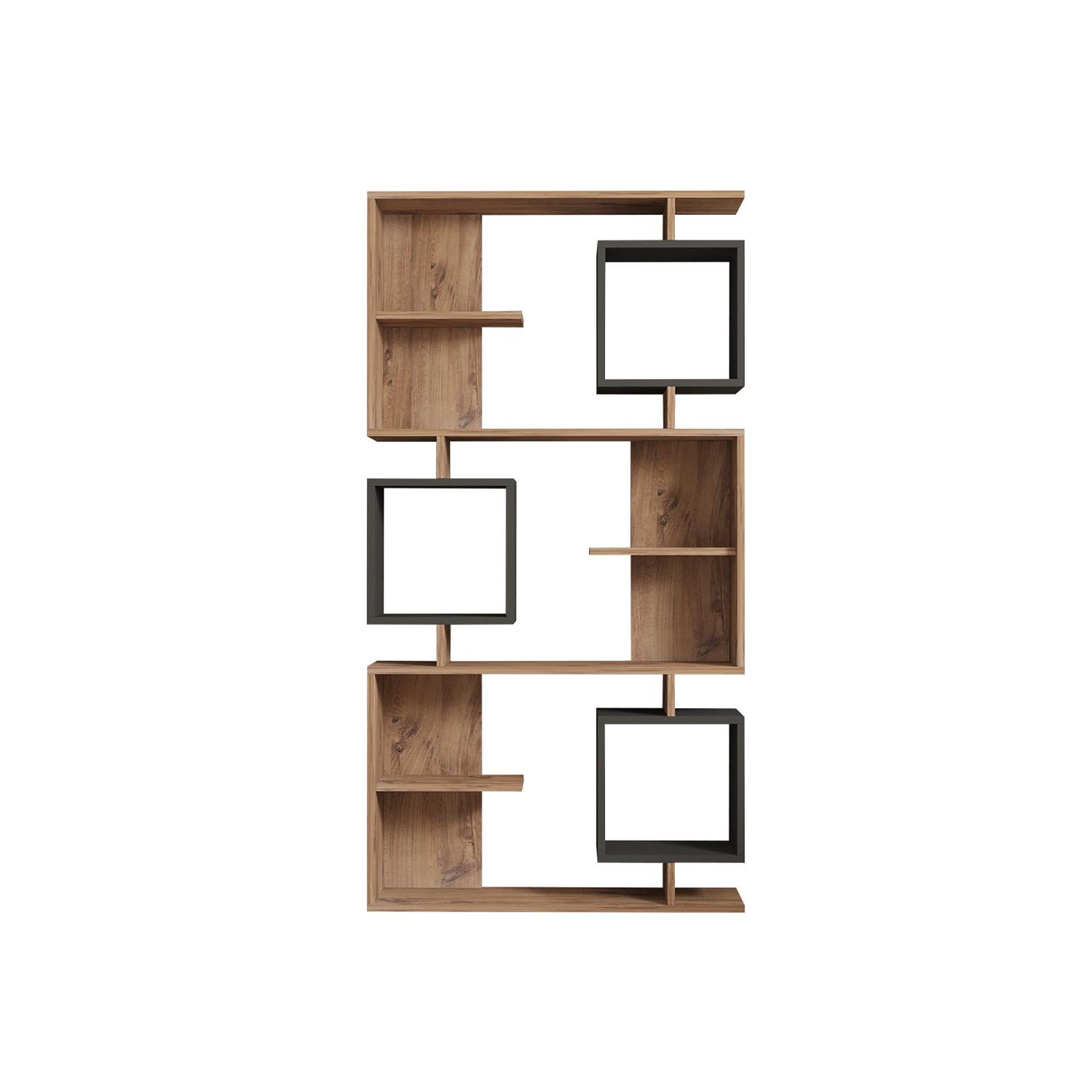 Voir la diapositive 6 : CONCEPT USINE Bibliothèque design asymétrique 172cm effet bois et gris anthracite NALY
