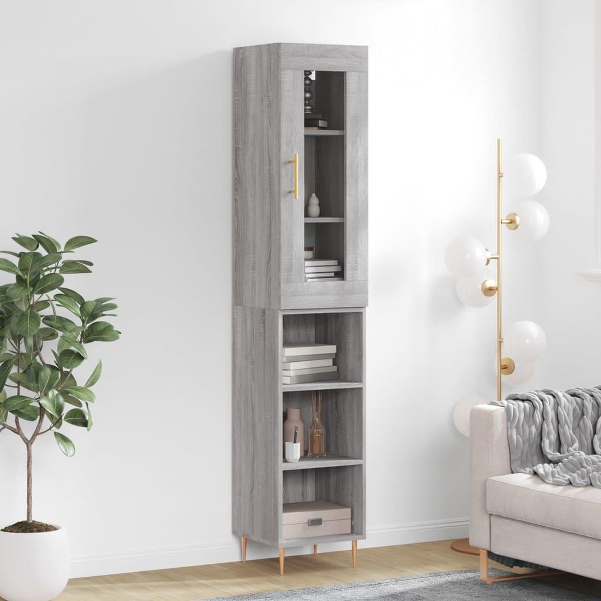 VIDAXL Buffet haut Sonoma gris 34,5x34x180 cm Bois d'ingenierie