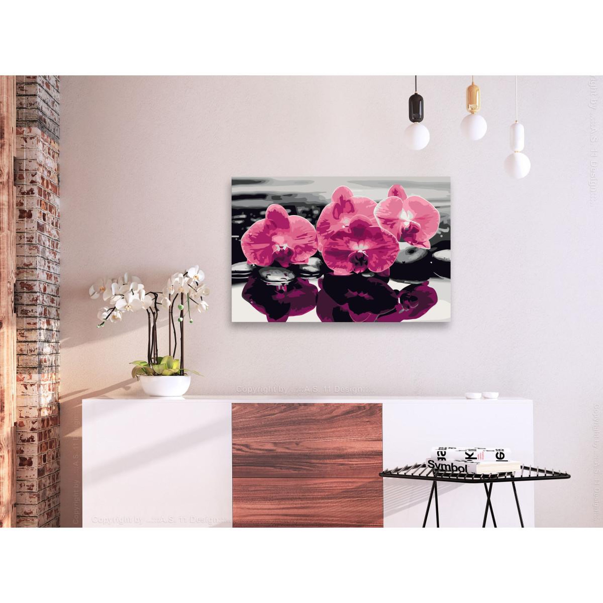 Voir la diapositive 2 : Paris Prix Tableau à peindre soi-même  trois orchidées  40x60cm
