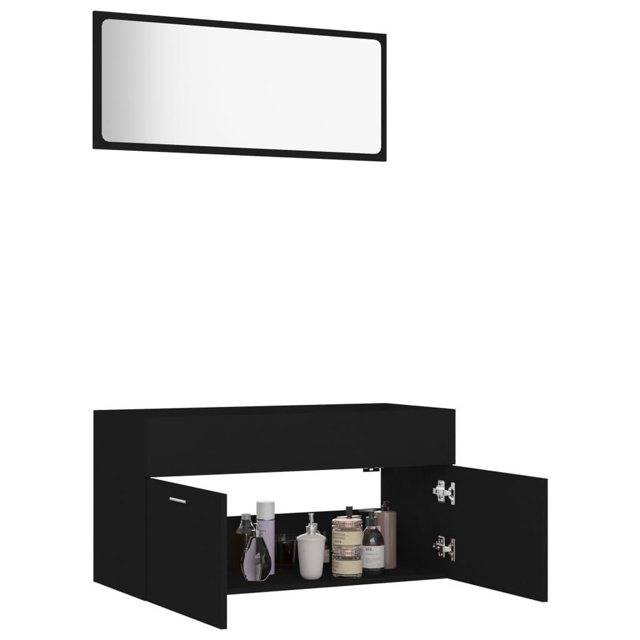 Voir la diapositive 4 : VIDAXL Ensemble de meubles de salle de bain 2 pcs noir bois ingenierie