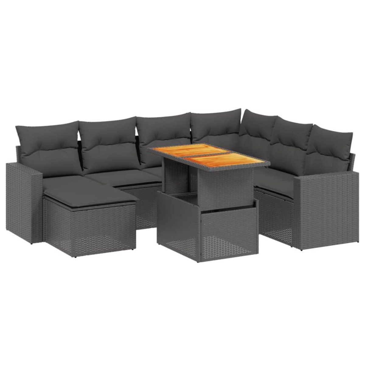VIDAXL Salon de jardin 8 pcs avec coussins noir resine tressee