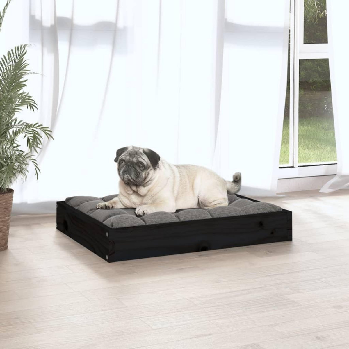 VIDAXL Lit pour chien Noir 61,5x49x9 cm Bois de pin solide