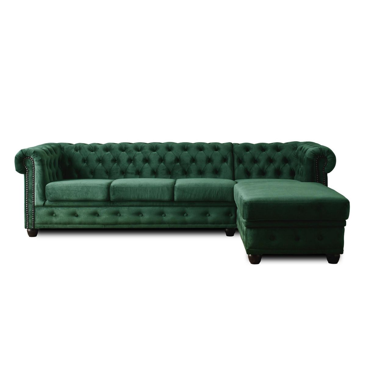 LISA DESIGN William - canapé chesterfield d'angle droit - 4 places - en velours