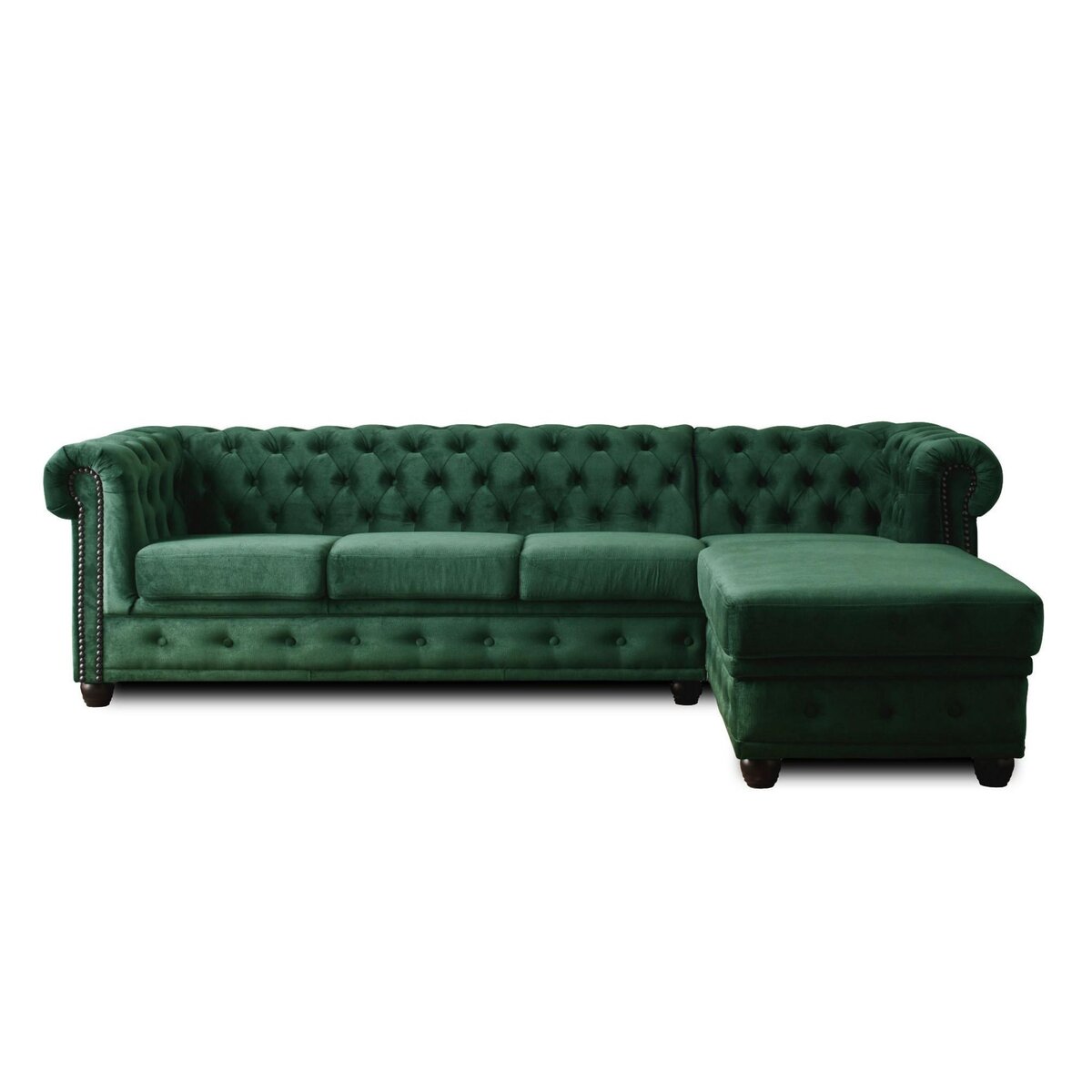 LISA DESIGN William - canapé chesterfield d'angle droit - 4 places - en velours