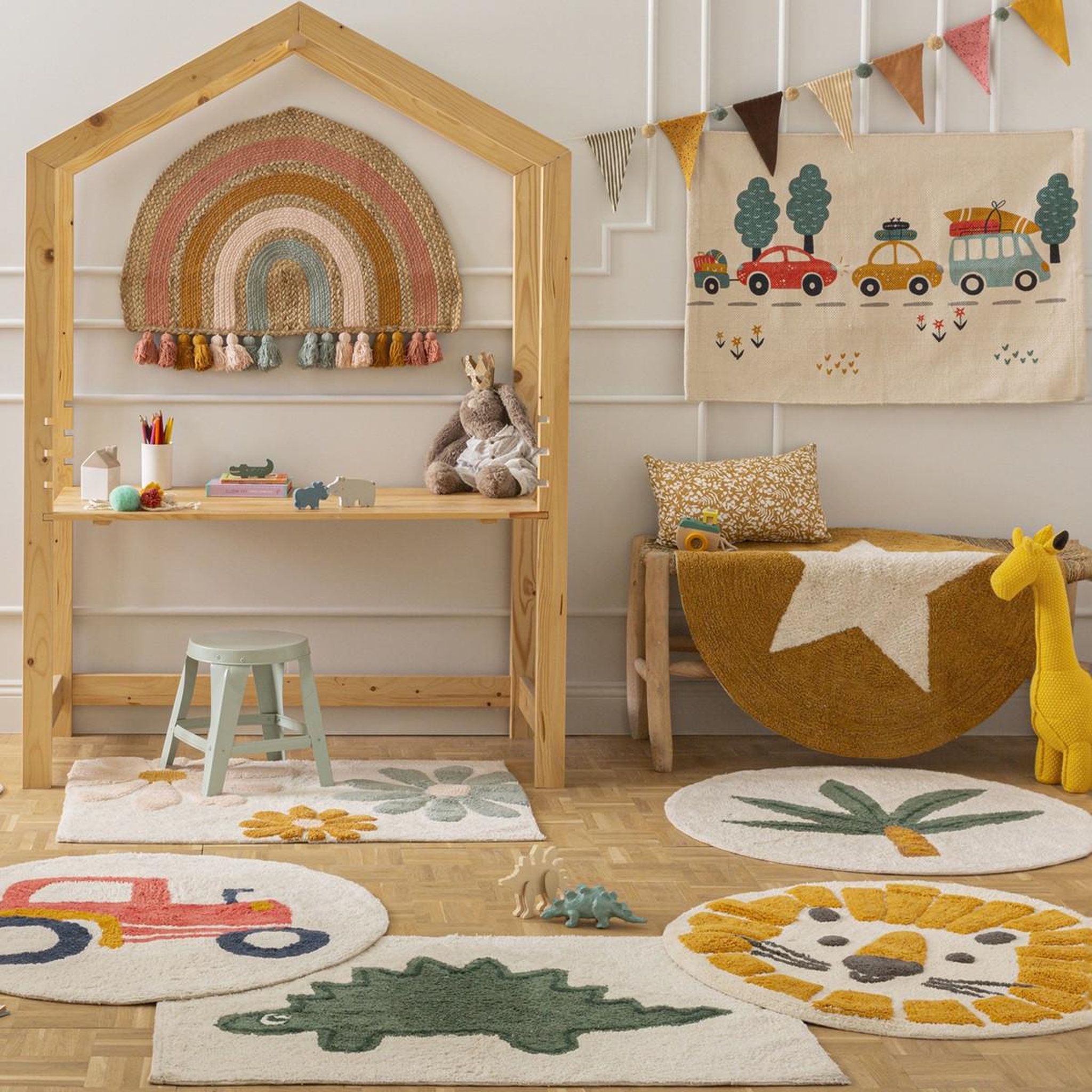 Voir la diapositive 4 : FUTURE HOME Tapis enfant voiture en coton canvas 60x90cm