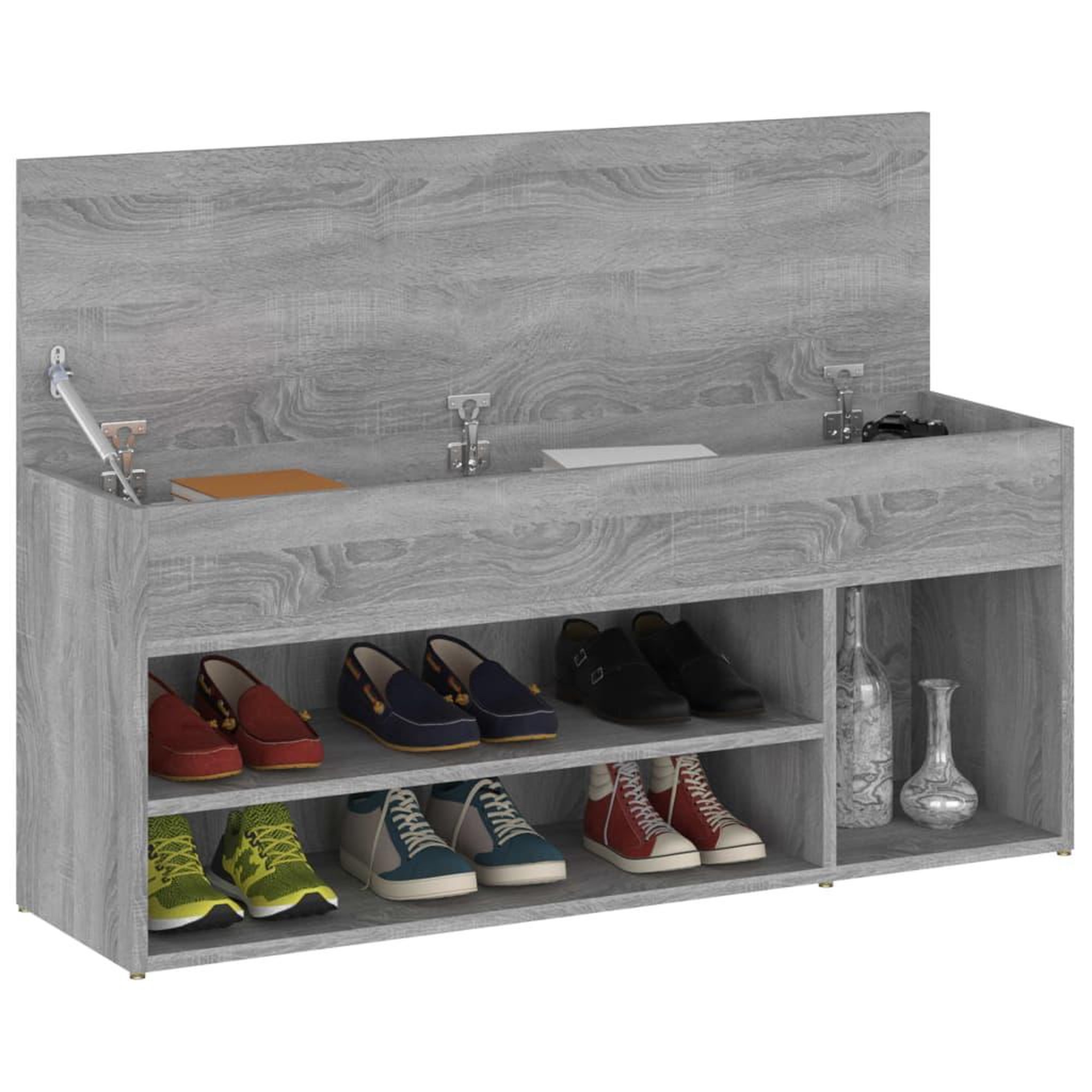Voir la diapositive 3 : VIDAXL Banc a chaussures Sonoma gris 105x30x45 cm Bois d'ingenierie