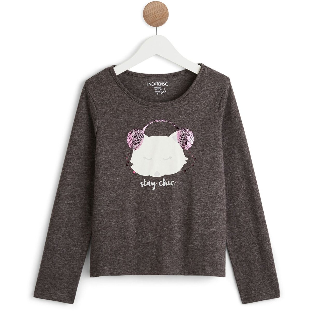 IN EXTENSO T-shirt manches longues à sequins réversibles chat fille