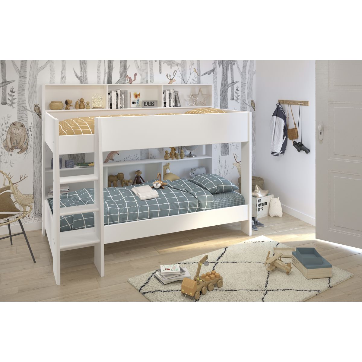 Lit superposé avec rangement 90x200cm MATEO