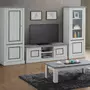 KASALINEA Meuble TV 155 cm couleur chêne clair et gris EMMETT-L 155 x P 45 x H 54,8 cm- Gris