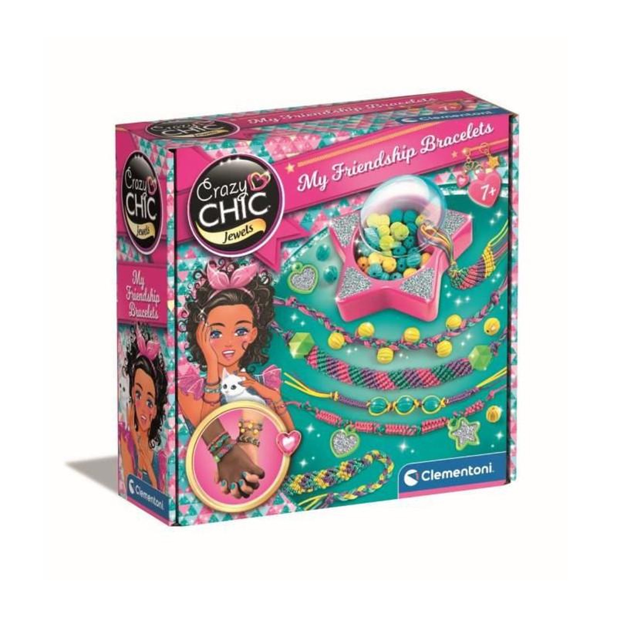 CLEMENTONI Clementoni Crazy Chic - Coffret création de bracelets de l'amitié - Perles et fils - Des 7ans