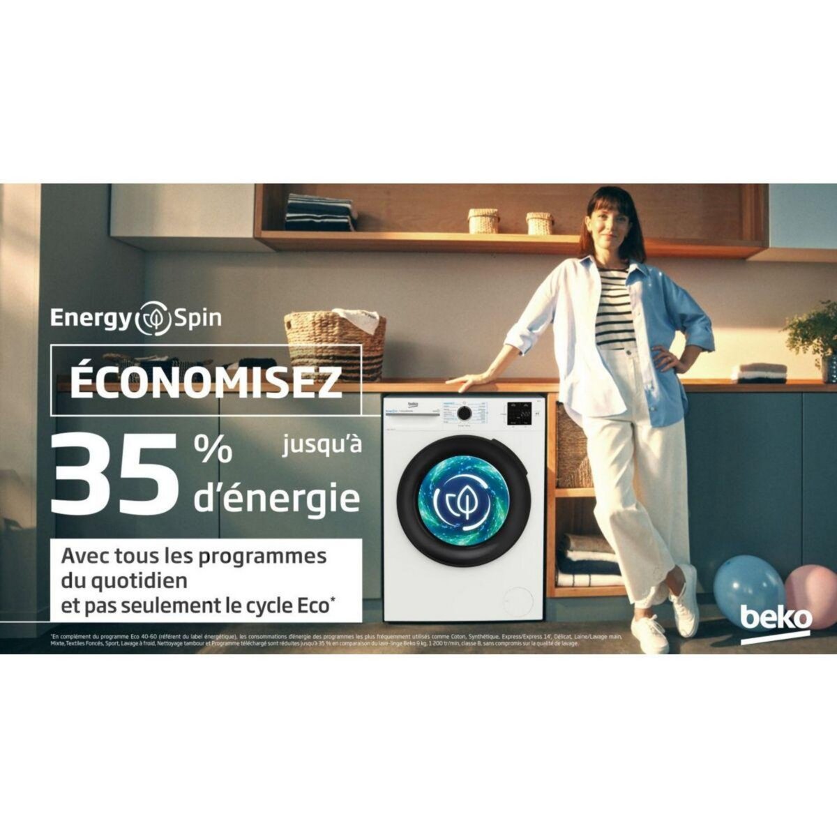 Beko Lave linge compact BM3WFU47411B Energy Spin