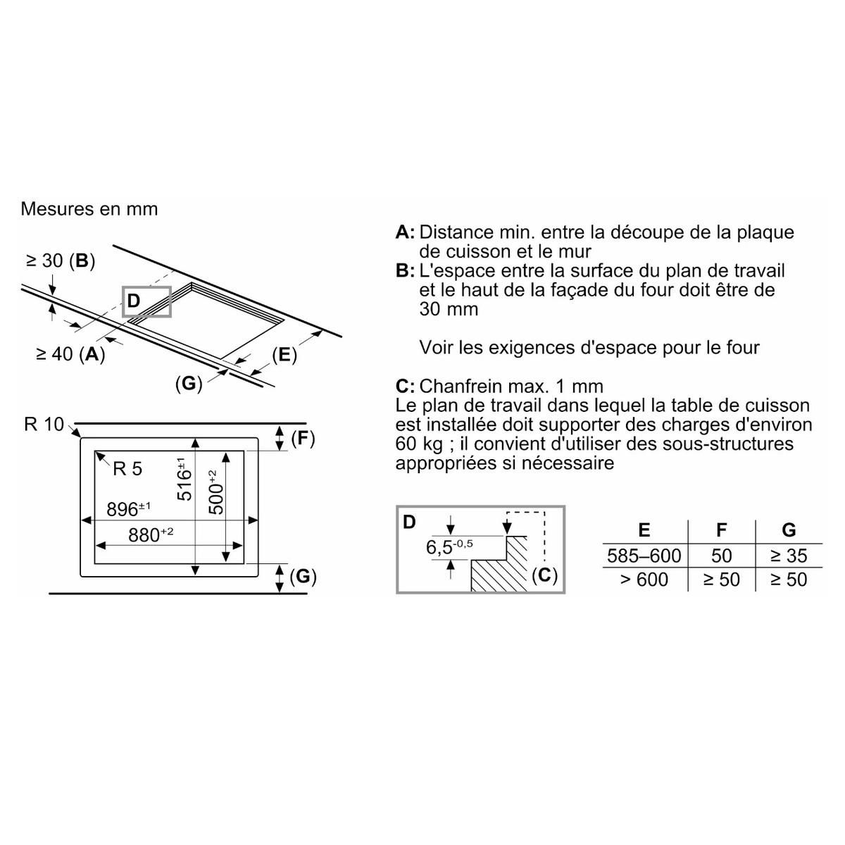 Neff Table de cuisson induction 90cm 5 feux 1100w noir - T69PTX4L0