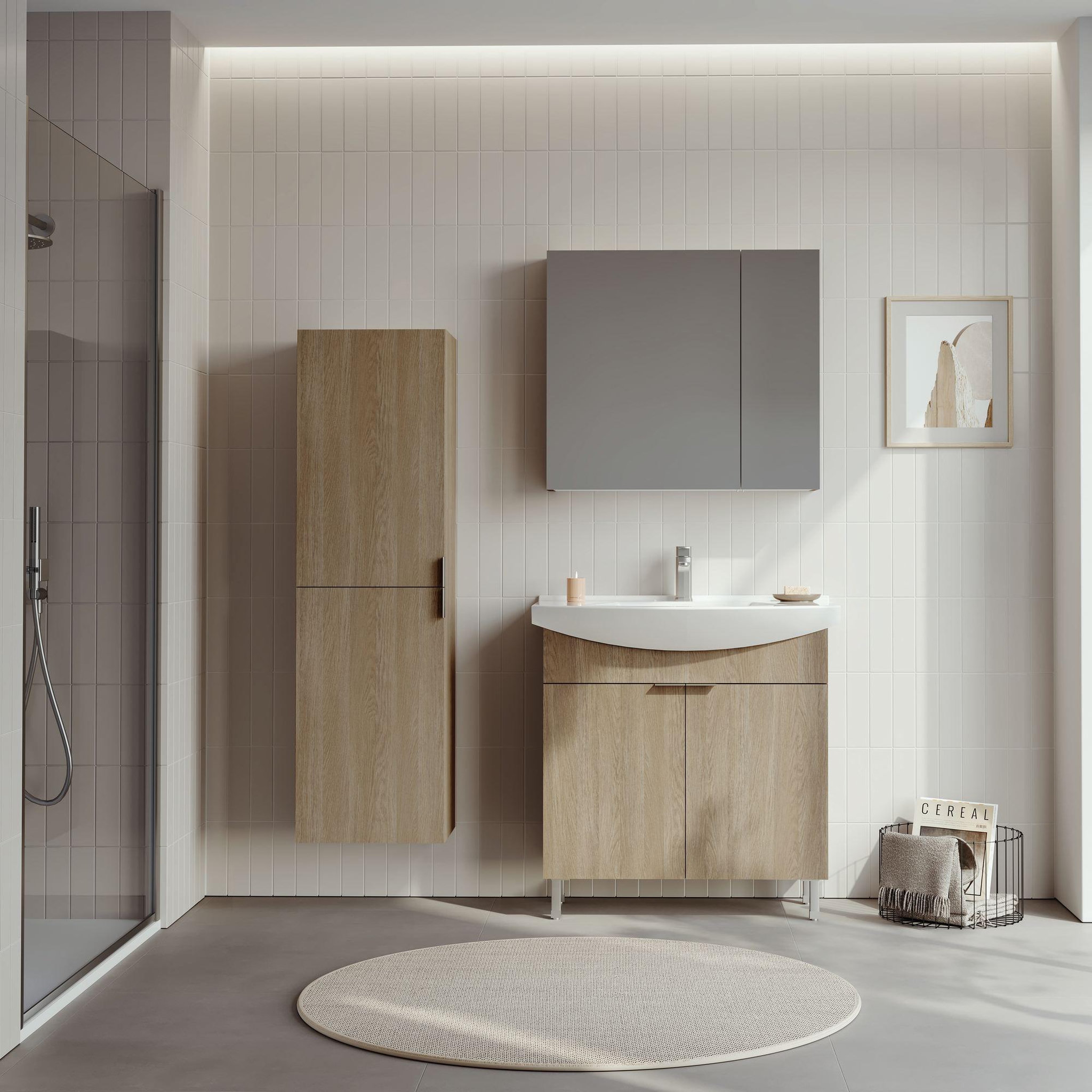 Voir la diapositive 4 : Habitat et Jardin Meuble Vasque  Purus 80  - 80 x 50 x 83 cm - Sonomo Oak