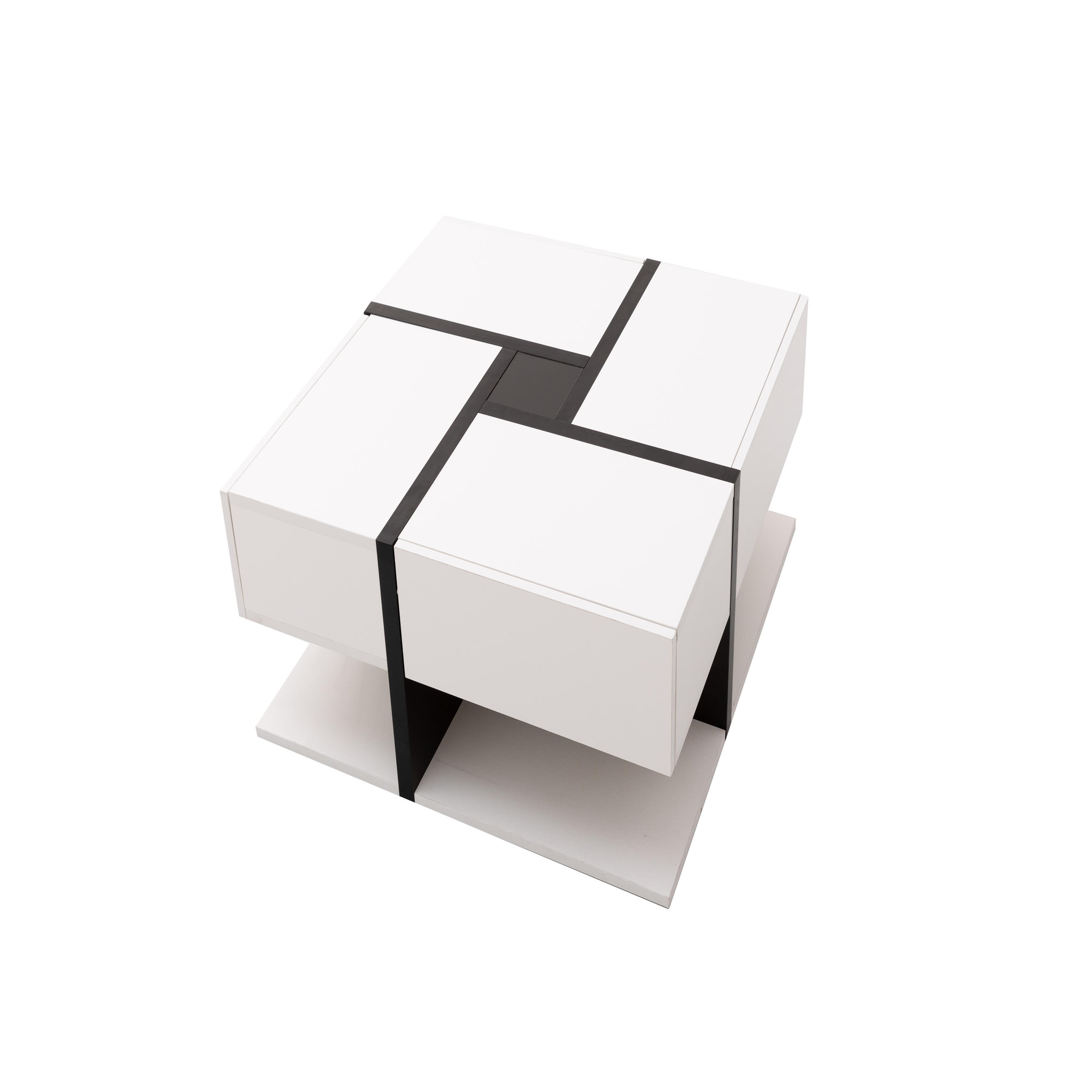 Voir la diapositive 5 : MERAX Table Basse Avec 4 Tiroirs 78 X 78 X 36cm