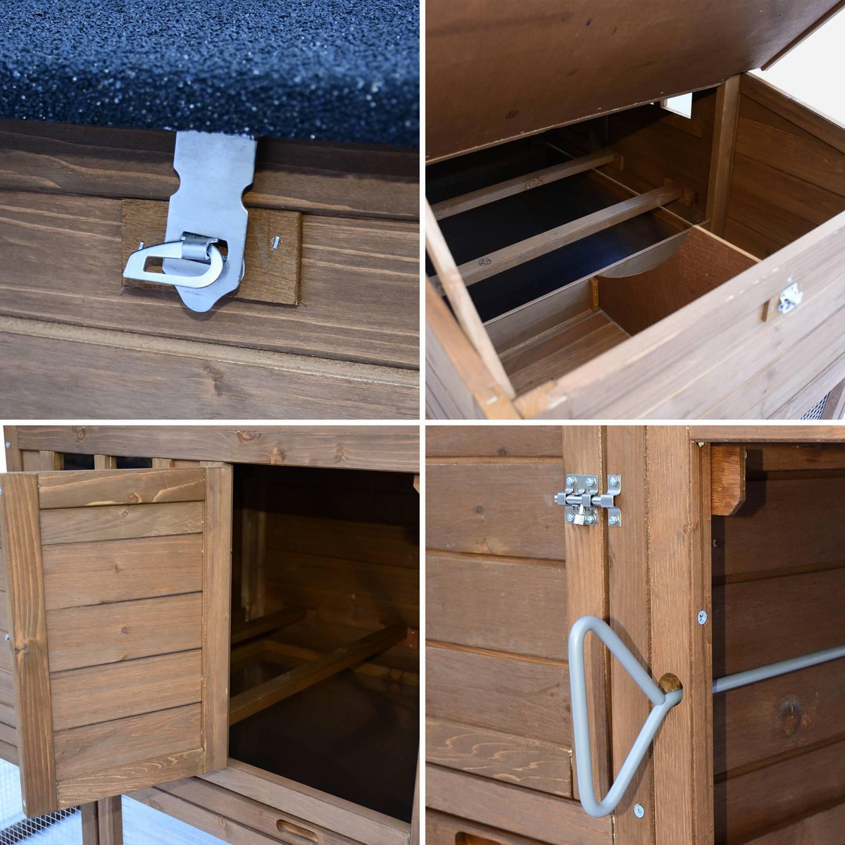 SWEEEK Poulailler en bois avec carré potager CAMPINE. 3 poules. cage à poule avec enclos. poulailler avec jardinière