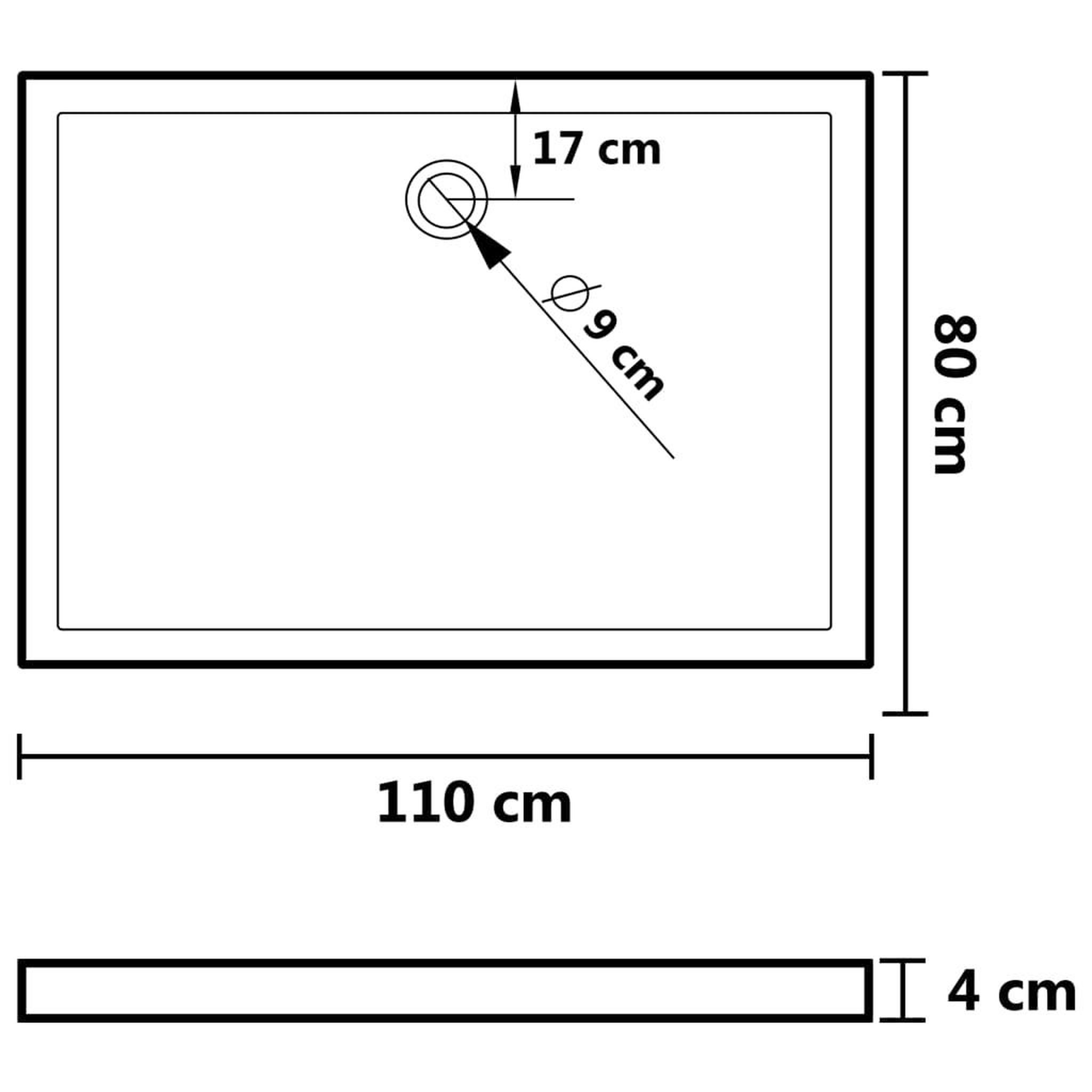 Voir la diapositive 6 : VIDAXL Receveur de douche rectangulaire ABS Noir 80x110 cm