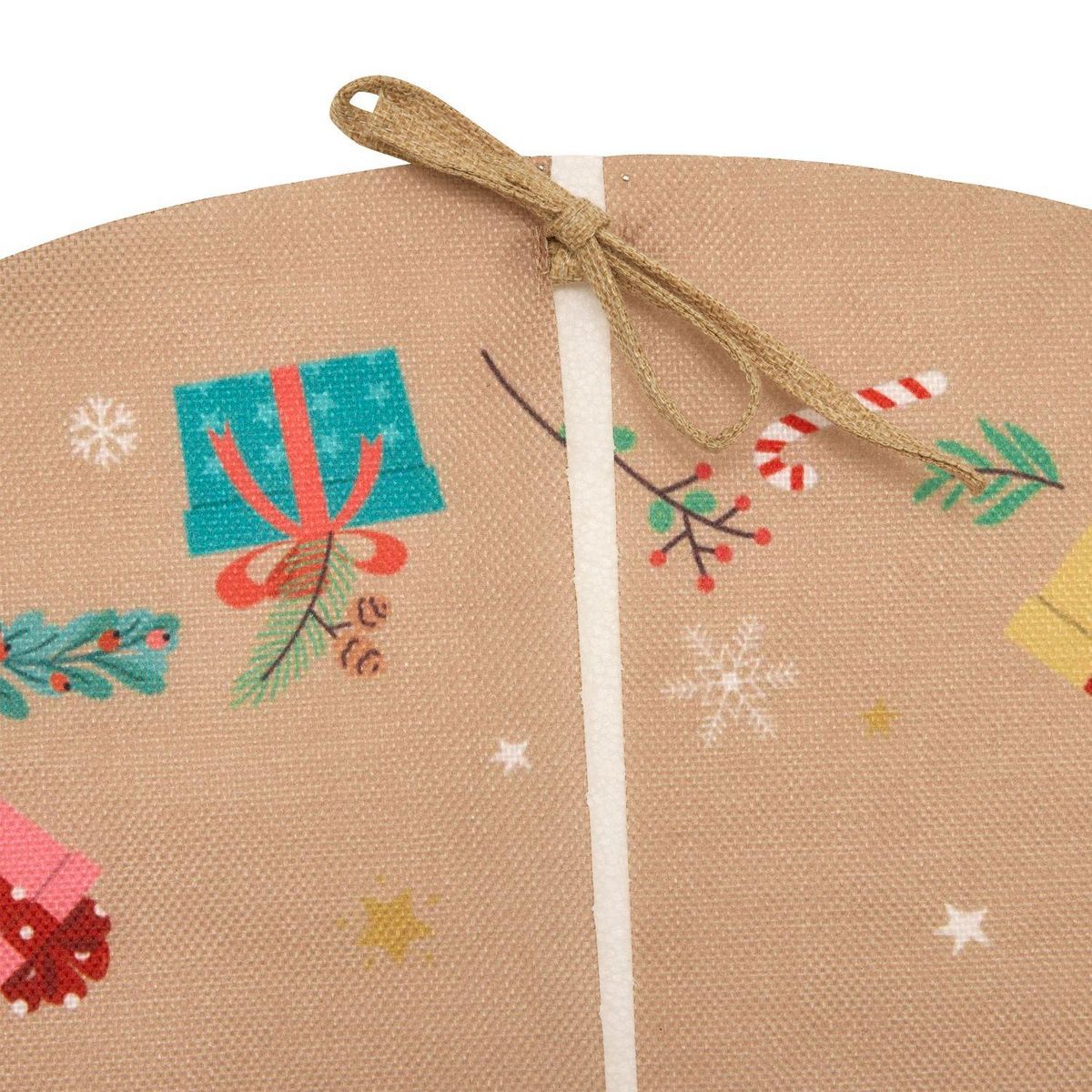 FEERIC LIGHT & CHRISTMAS Tapis pour sapin de Noël effet jute Père Noël - Diam 90 cm - Beige