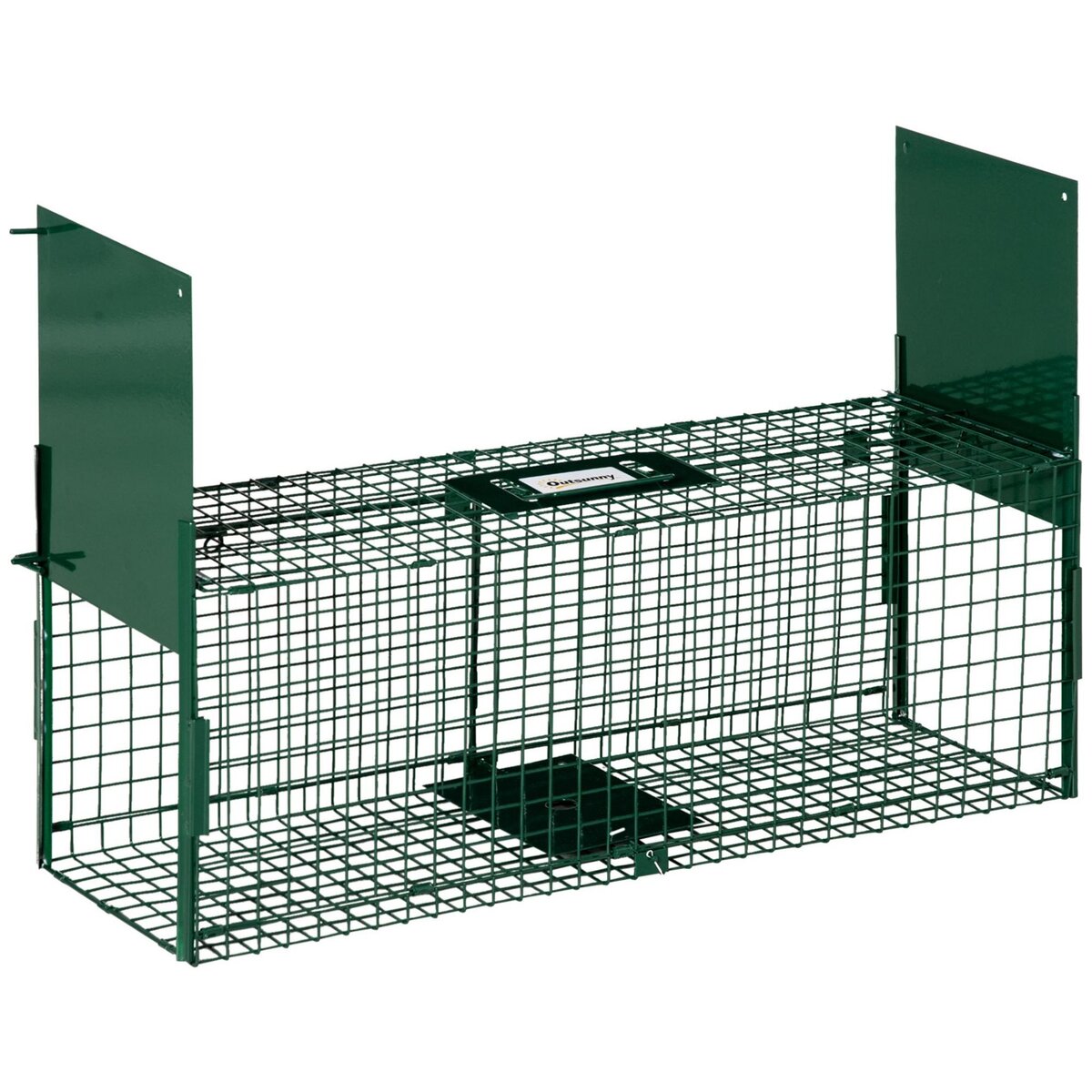 OUTSUNNY Piège de capture pour petits animaux type lapin rat - 2 entrées + poignée - dim. 80L x 25l x 30H cm - métal vert