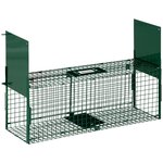 OUTSUNNY Piège de capture pour petits animaux type lapin rat - 2 entrées + poignée - dim. 80L x 25l x 30H cm - métal vert