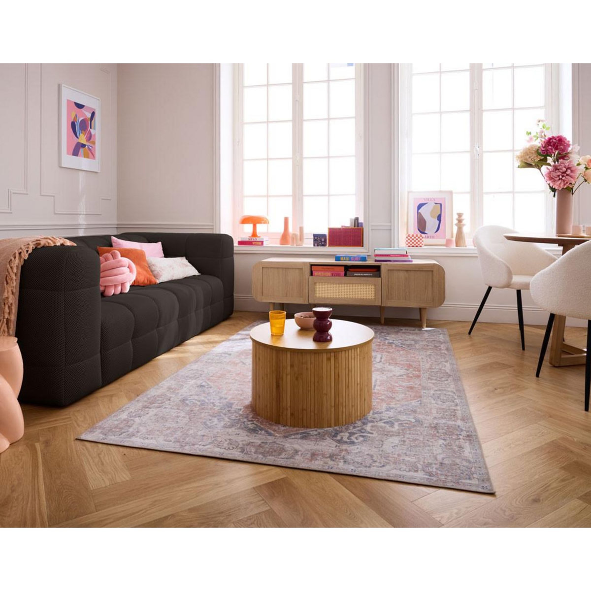 LISA DESIGN Suzano - canapé 3 places - en tissu mailles 3d