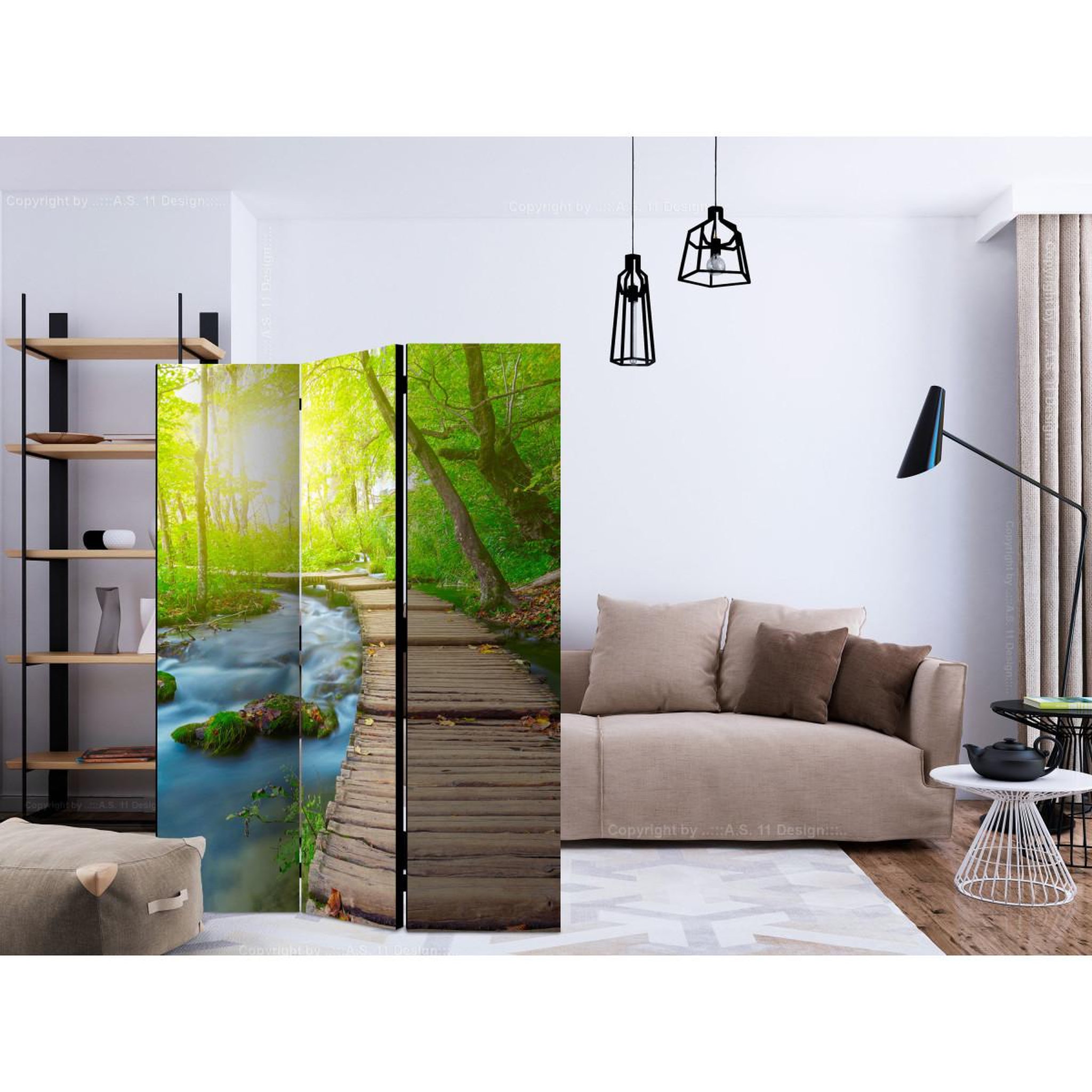 Voir la diapositive 2 : Paris Prix Paravent 3 volets  green forest  135x172cm
