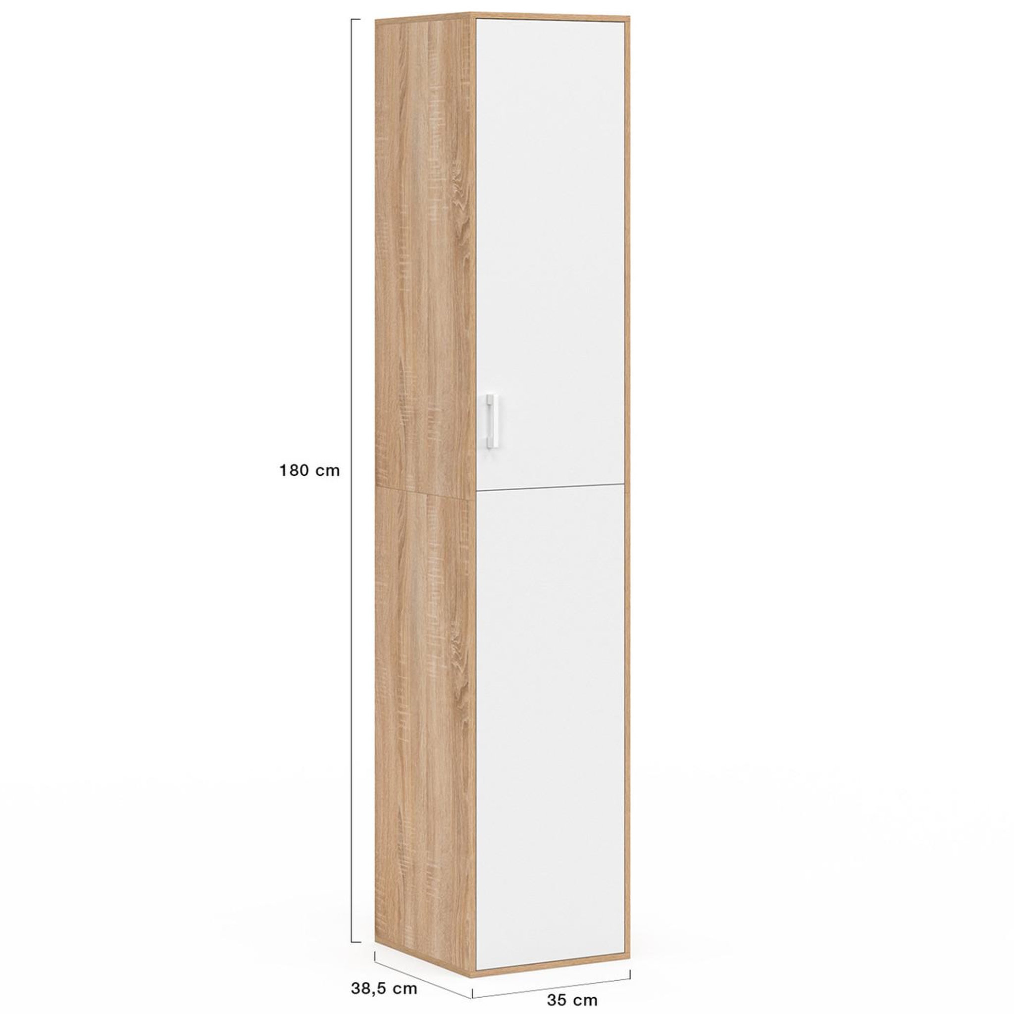 Voir la diapositive 5 : ID MARKET Armoire de bureau 180 cm multifonction sylvia blanc et bois 1 porte 3 étagères