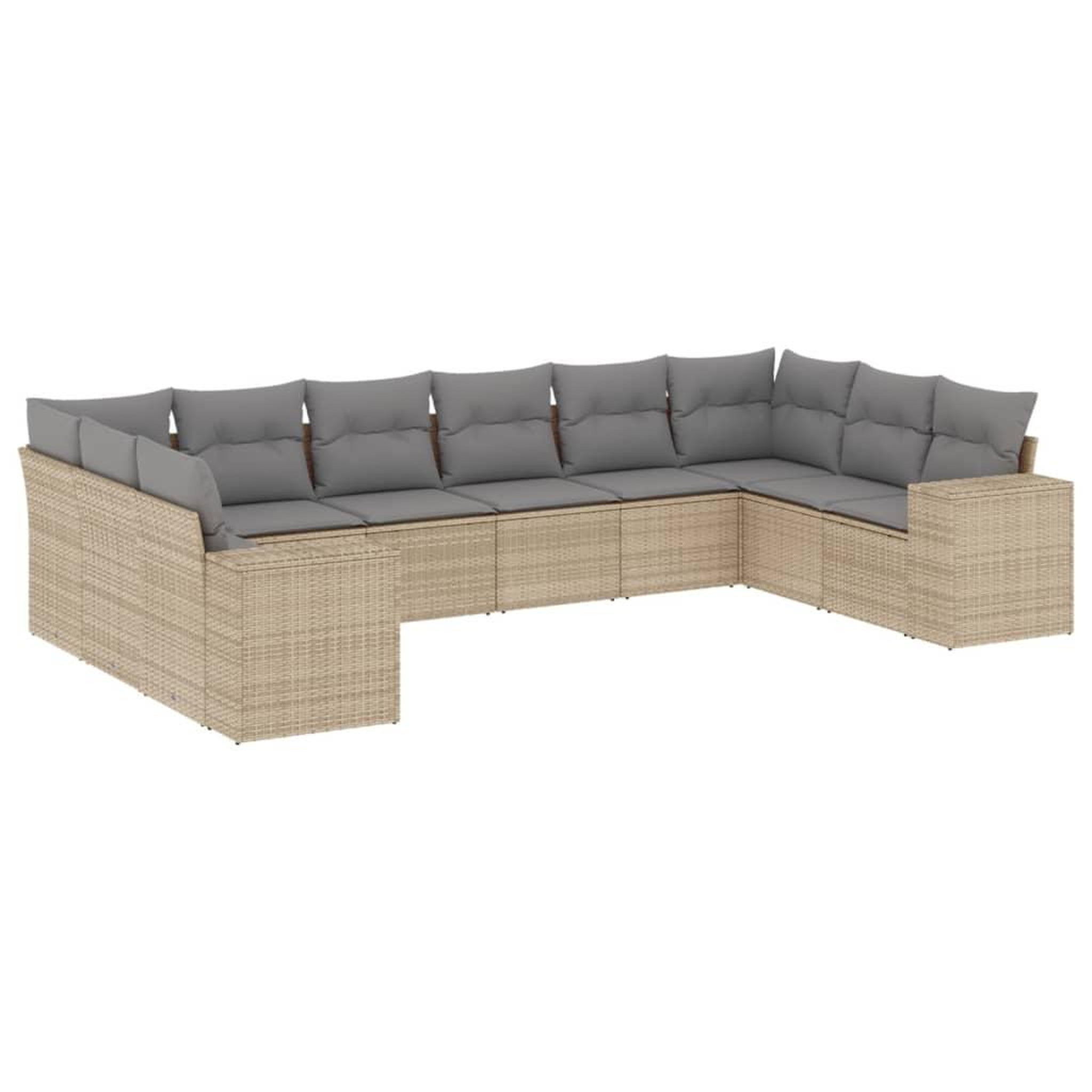 Voir la diapositive 2 : VIDAXL Salon de jardin avec coussins 10 pcs beige resine tressee