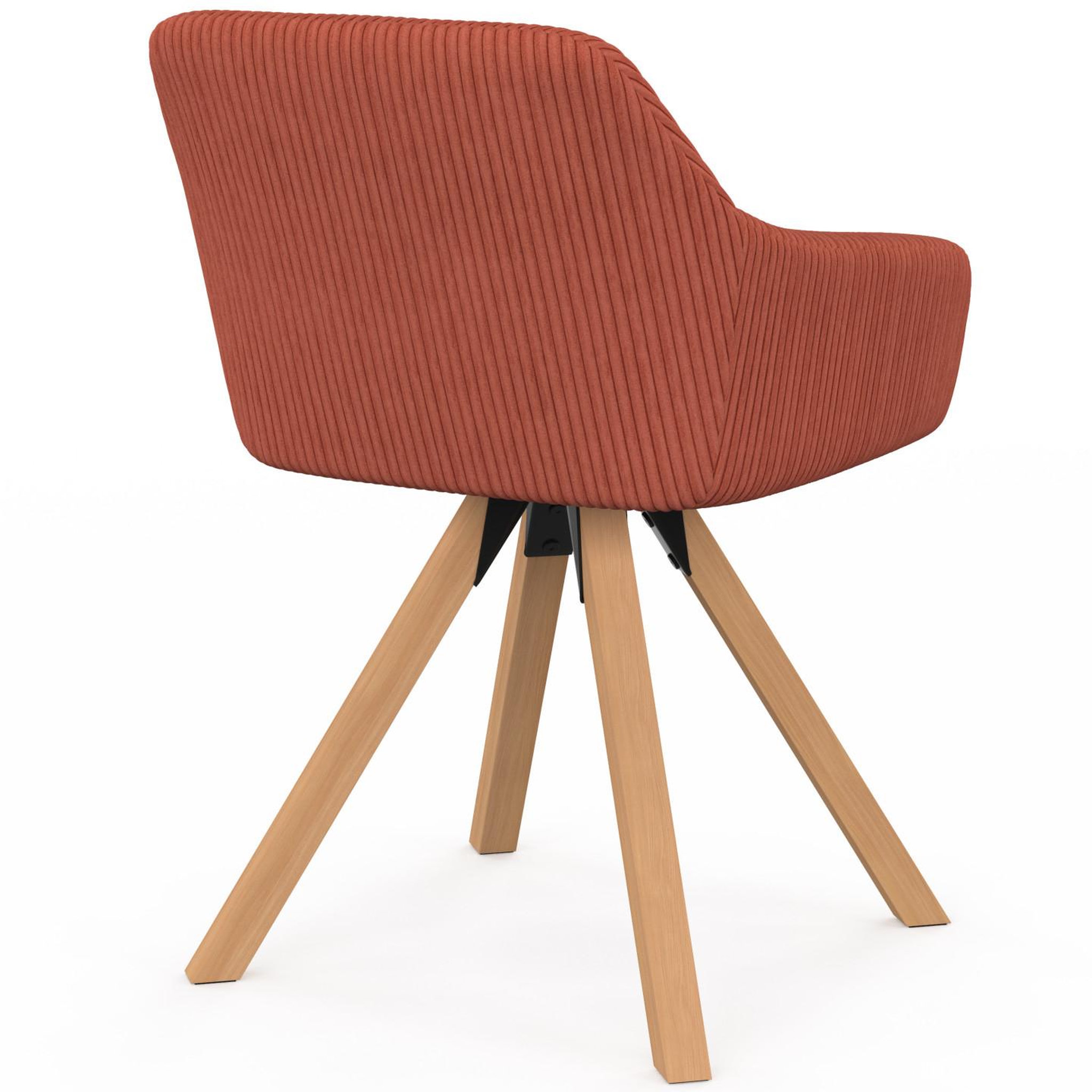 Voir la diapositive 4 : ID MARKET Lot de 2 chaises pivotantes 360° de salle à manger, fauteuils de table jany en velours côtelé terracotta